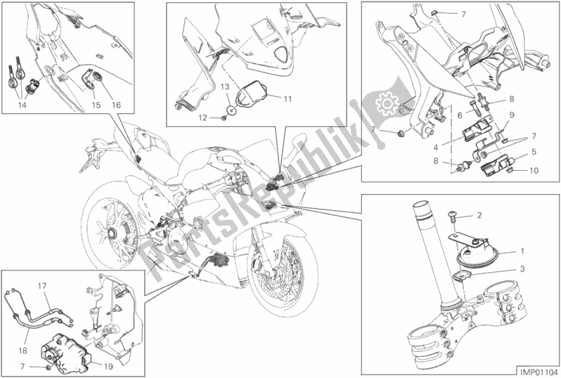 All parts for the 13e - Electrical Devices of the Ducati Superbike Panigale V4 S USA 1100 2018